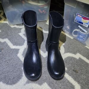 Skechers Arch Fit Rain Boots Black Mid-Calf Side Zip Women’s Size 10